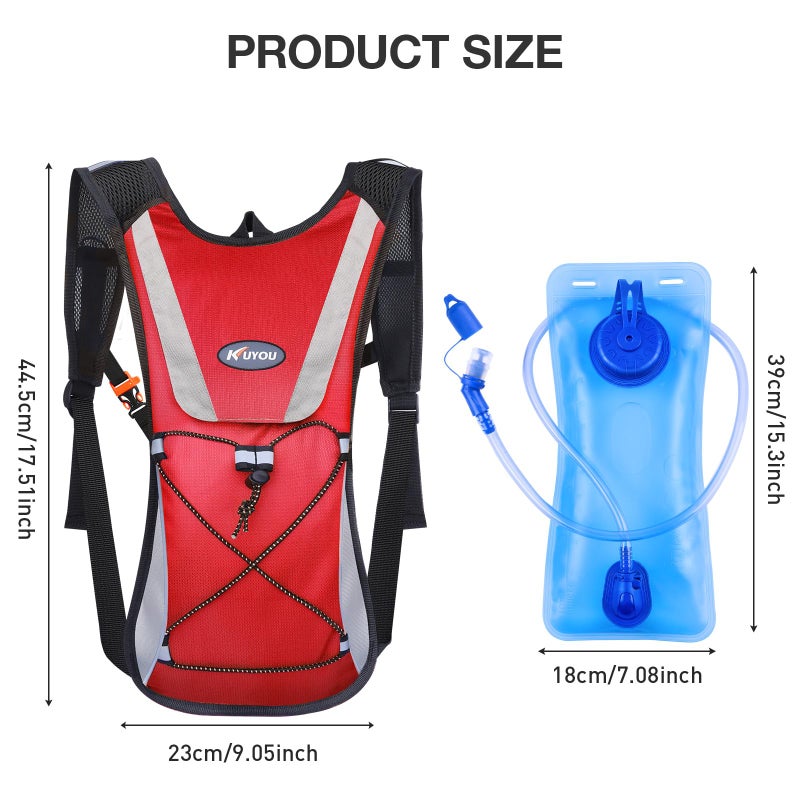 KUYOU Hydration Pack,Water Backpack with 2L Water Bladder Perfect for Running Cycling Hiking Climbing Pouch - Image 2
